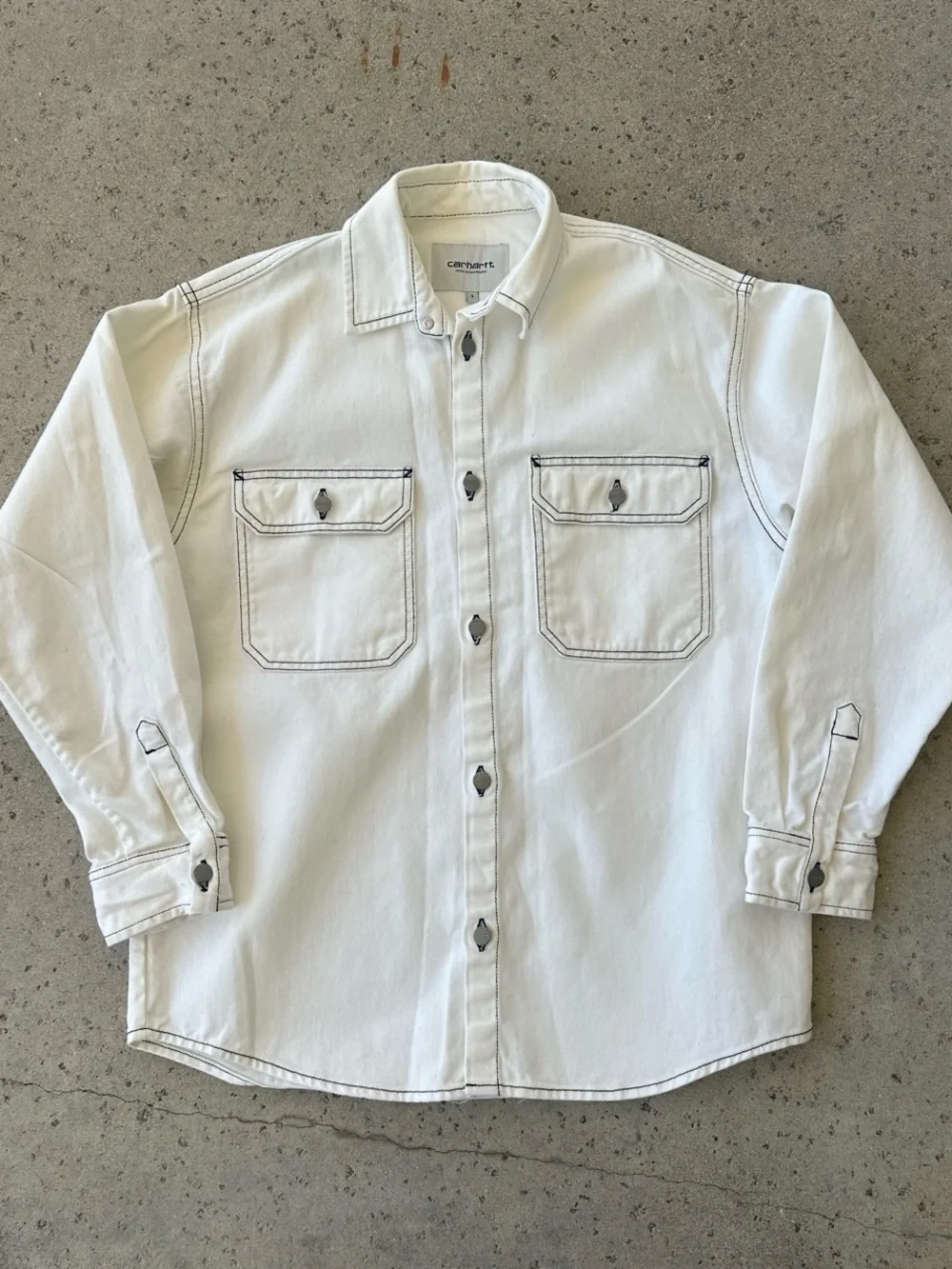 Carhartt WIP White Button-Front Long Sleeve SHACKET - Picture 1 of 8
